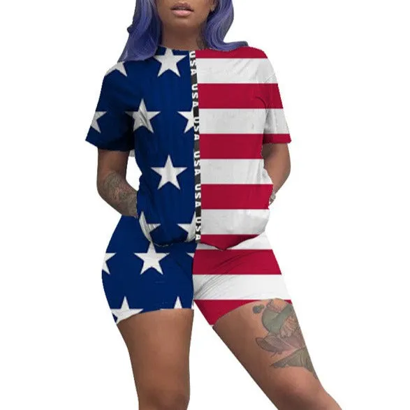 MB FASHION American Flag T-Shirt and Shorts Set 8445