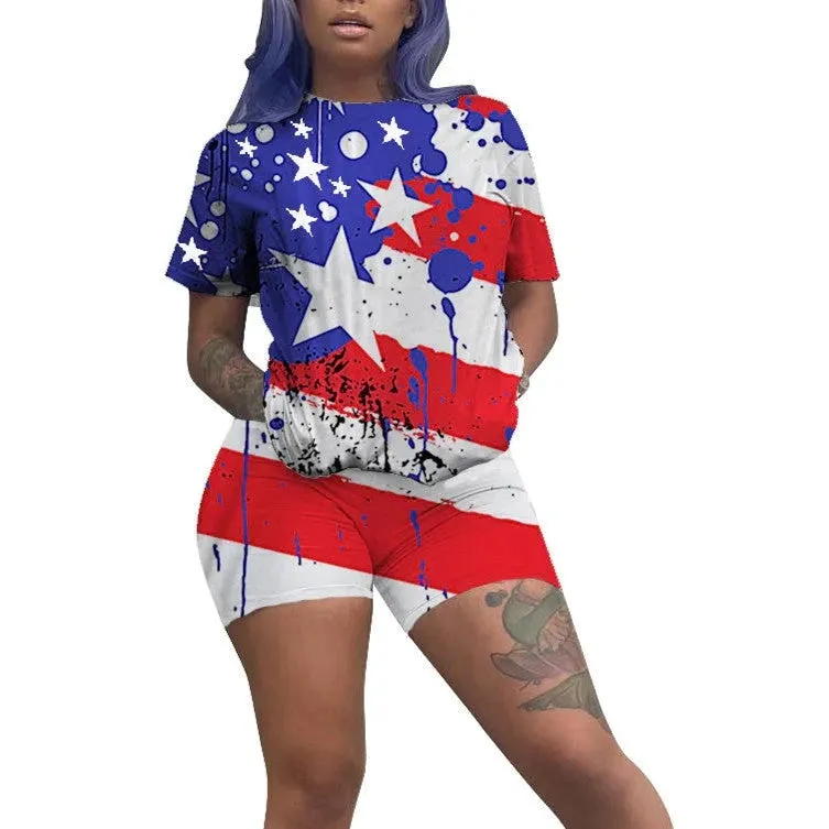 MB FASHION American Flag T-Shirt and Shorts Set 8445