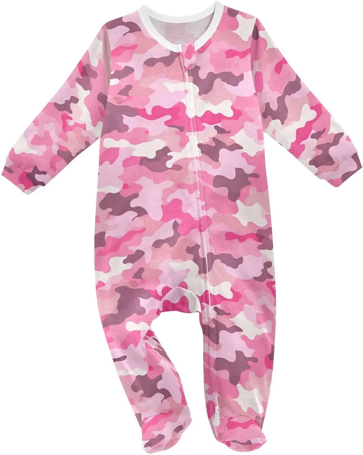 MCHIVER Classic Camouflage Pink Newborn Footies Pajamas Baby Sleepers Footed Rompers Pjs' for Sleep Play 3-24M