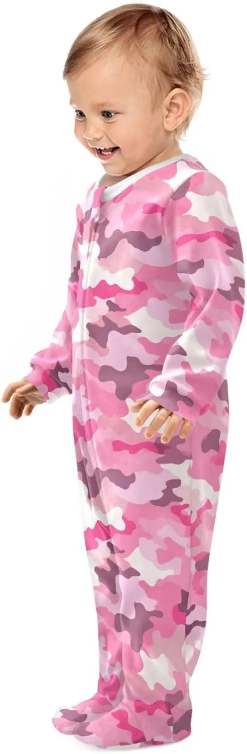 MCHIVER Classic Camouflage Pink Newborn Footies Pajamas Baby Sleepers Footed Rompers Pjs' for Sleep Play 3-24M