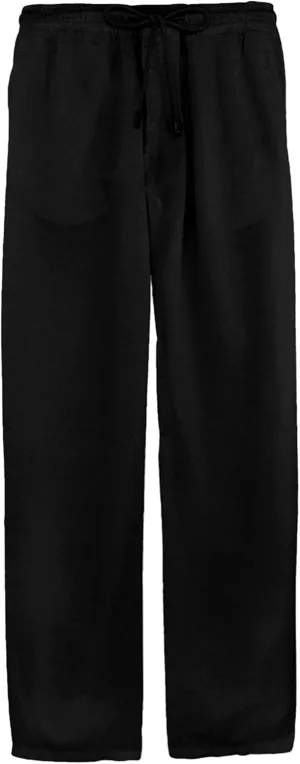 Men Cotton Linen Simple Elastic Waist Trousers Straight-Legs Summer Yoga Beach Long Pants Loose Fit Pajamas Pants