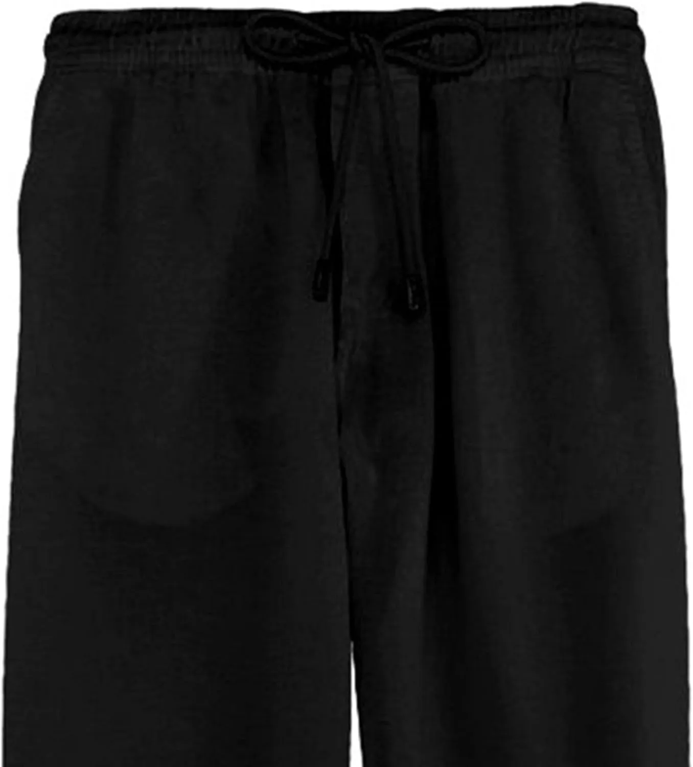 Men Cotton Linen Simple Elastic Waist Trousers Straight-Legs Summer Yoga Beach Long Pants Loose Fit Pajamas Pants