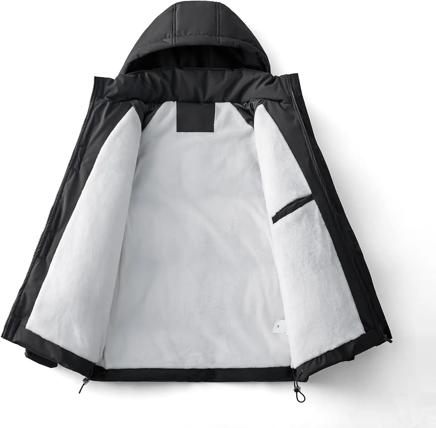 Men Lightweight Waterproof Hooded Rain Jacket, Windproof Thick Warm Parka Hiking Travel Snow Ski Windbreaker Jackets
