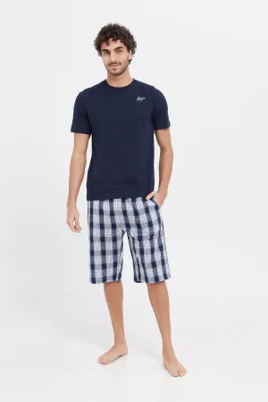 Men Navy Pyjama Set (2 Piece)