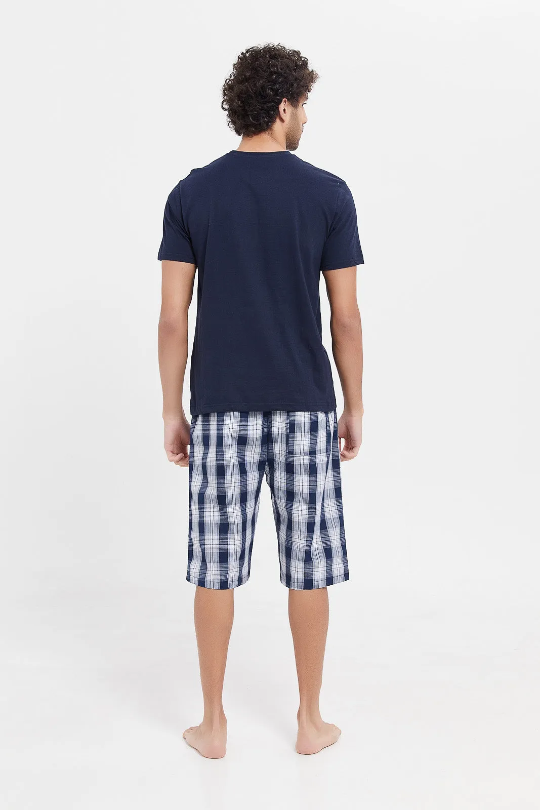 Men Navy Pyjama Set (2 Piece)