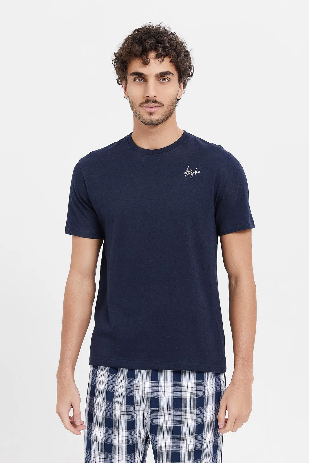 Men Navy Pyjama Set (2 Piece)