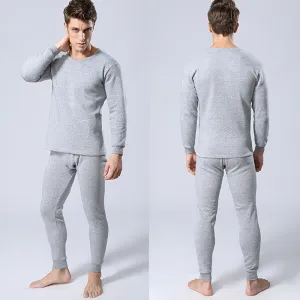 Men Round Neck Warm Pajamas Suit - Men's Pajama Set