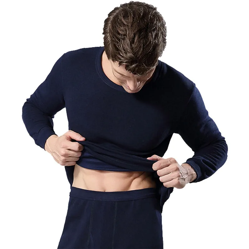 Men Round Neck Warm Pajamas Suit - Men's Pajama Set