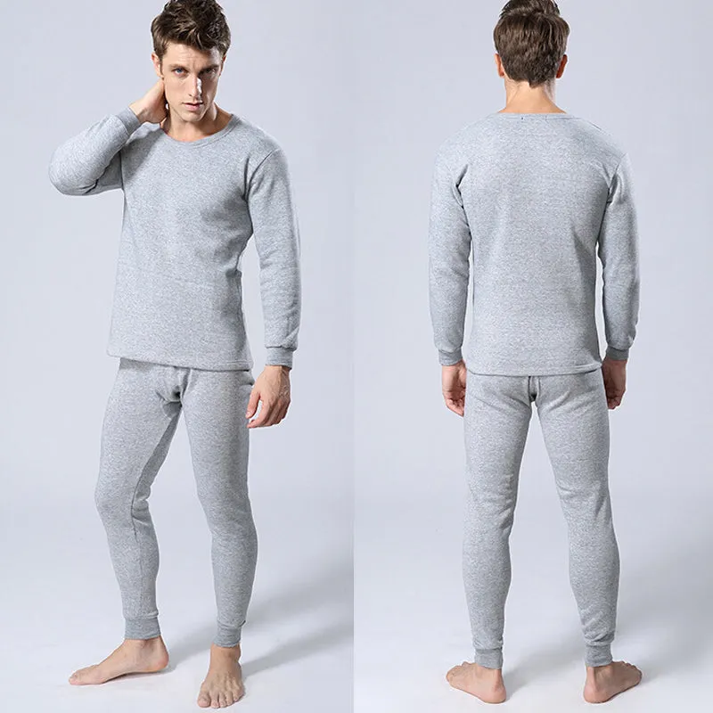Men Round Neck Warm Pajamas Suit - Men's Pajama Set