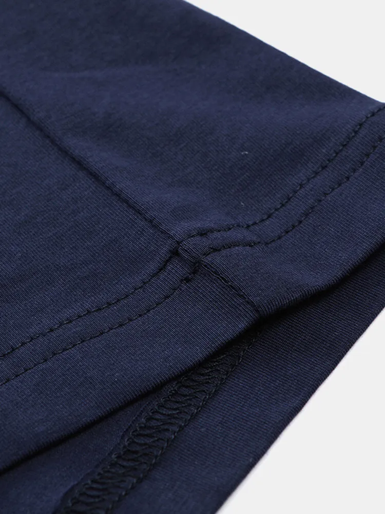 Men Sport Pocket Solid Color Fit Comfy Elastic Waist Home Pajama Set