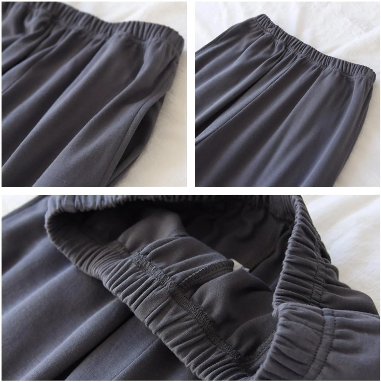 Men'S 100% Cotton Lounge Pants Soft Loose Thickened Pajama Pants Autumn And Winter Fleece Warm Sleep Pant