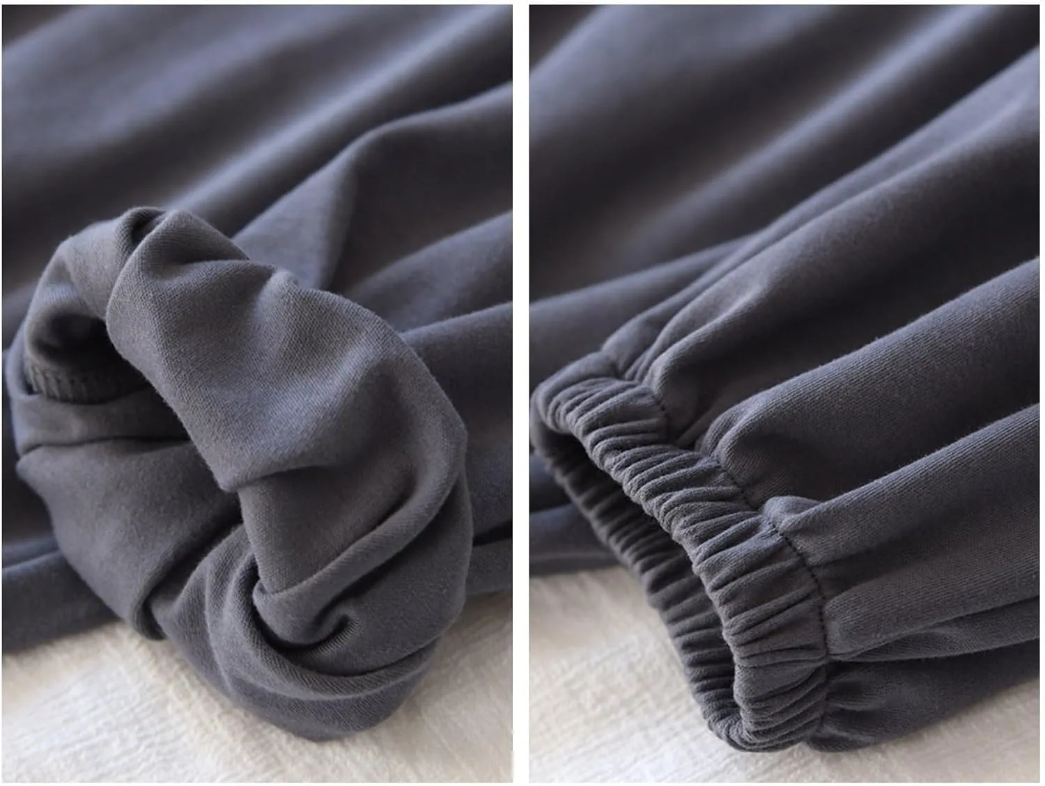 Men'S 100% Cotton Lounge Pants Soft Loose Thickened Pajama Pants Autumn And Winter Fleece Warm Sleep Pant