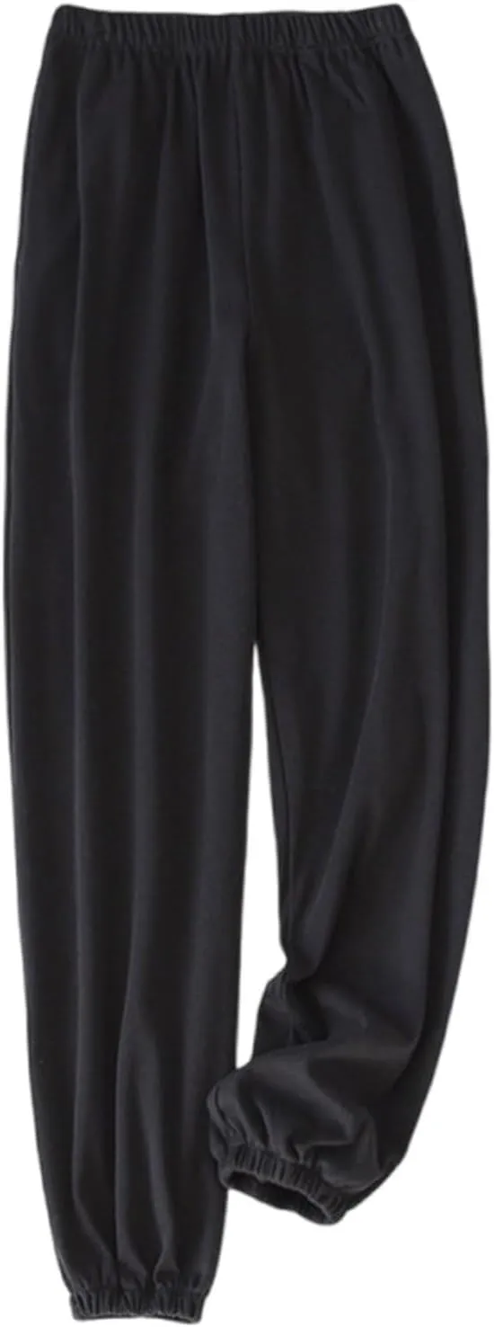 Men'S 100% Cotton Lounge Pants Soft Loose Thickened Pajama Pants Autumn And Winter Fleece Warm Sleep Pant