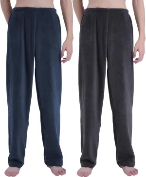 Men's 2 Pack Flannel Fleece Pajama Pants Set,PJ Bottoms Plush Warm Sleepwear Pants,Sleep & Lounge