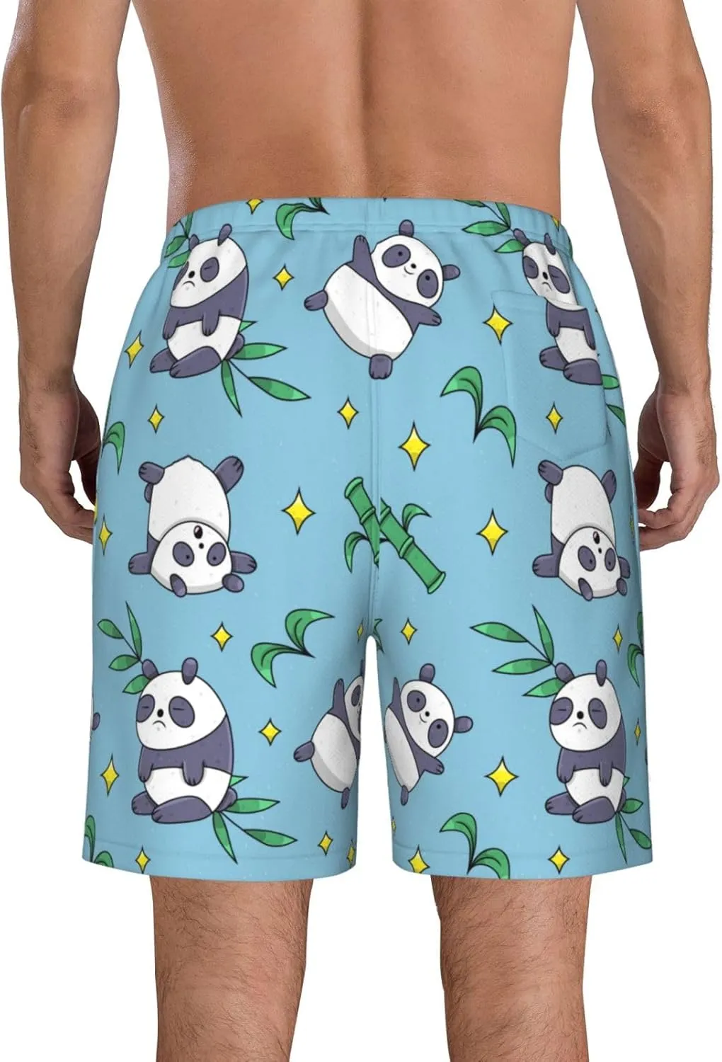 Men's Beach Shorts Quick Dry Swim Trunks Board Surf Summer, Panda Animal Pattern