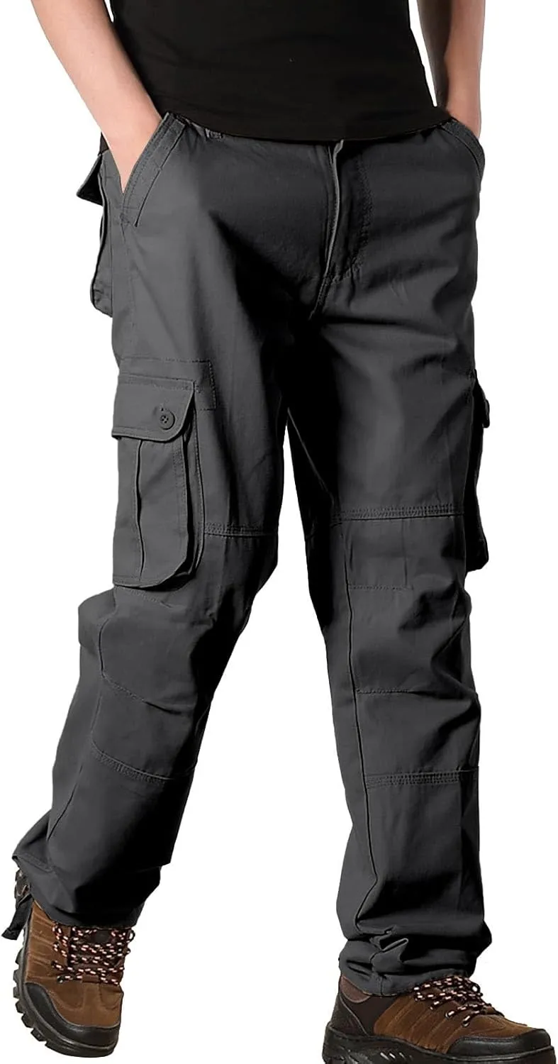 Men's Big and Tall Cargo Pants Loose Straight Leg Outdoor Travel Hiking Trousers Lightweight Tactical Jogger Pants