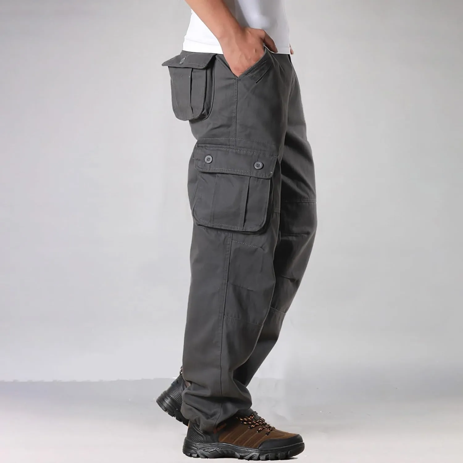 Men's Big and Tall Cargo Pants Loose Straight Leg Outdoor Travel Hiking Trousers Lightweight Tactical Jogger Pants