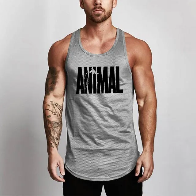 Mens Bodybuilding Gym Fitness Slim Fit Singlets Muscle Tank Top
