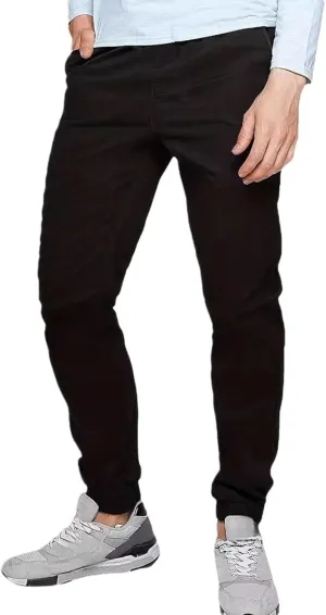 Mens Casual Chinos Jogger Pants Waist Athletic Straight Fit Hiking Pants Drawstring Lightweight Stretch Twill Joggers