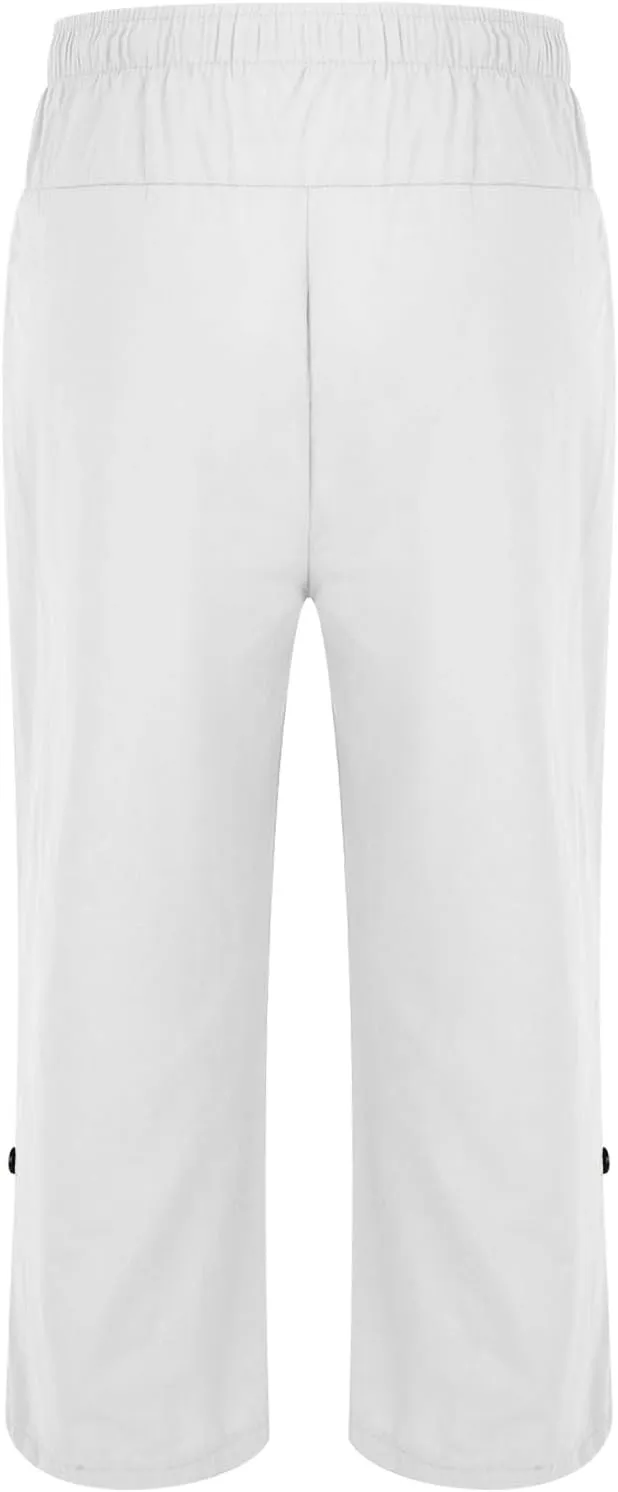 Mens Casual Linen Drawstring Pants Straight Leg Elastic Waist Lightweight Pant Summer Beach Yoga Trouser with Pockets