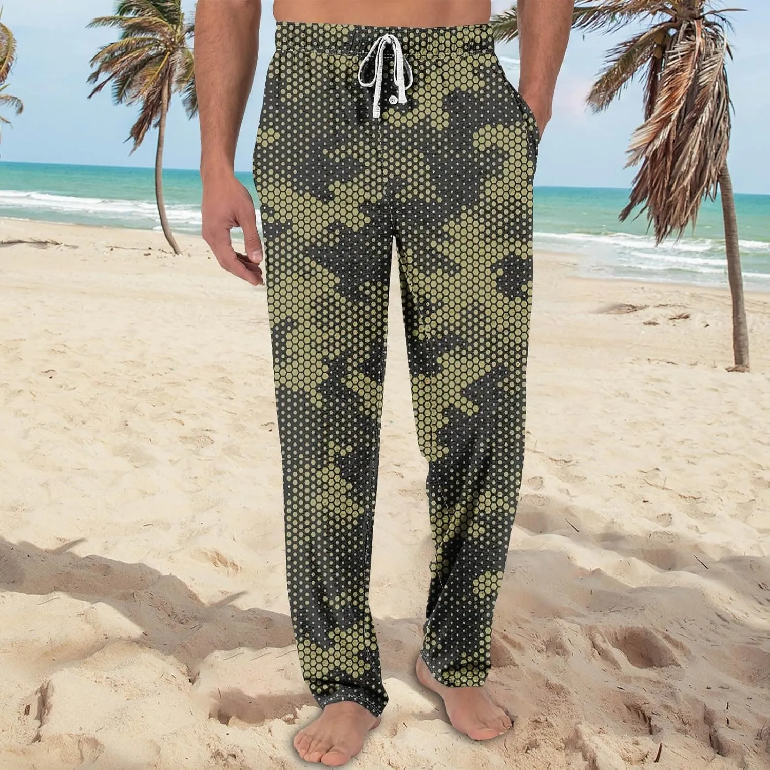 Mens Causal Pajama Pants Fashion For Lightweight Baggy Straight Fit With Pockets Soft Drawstring Pj Lounge Bottoms
