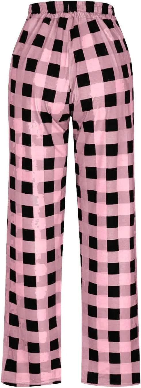 Mens Christmas Pajama Pants Sleepwear Lounge Pants Drawstring Elastic Lightweight Straight Leg Pj Pants with Pocket