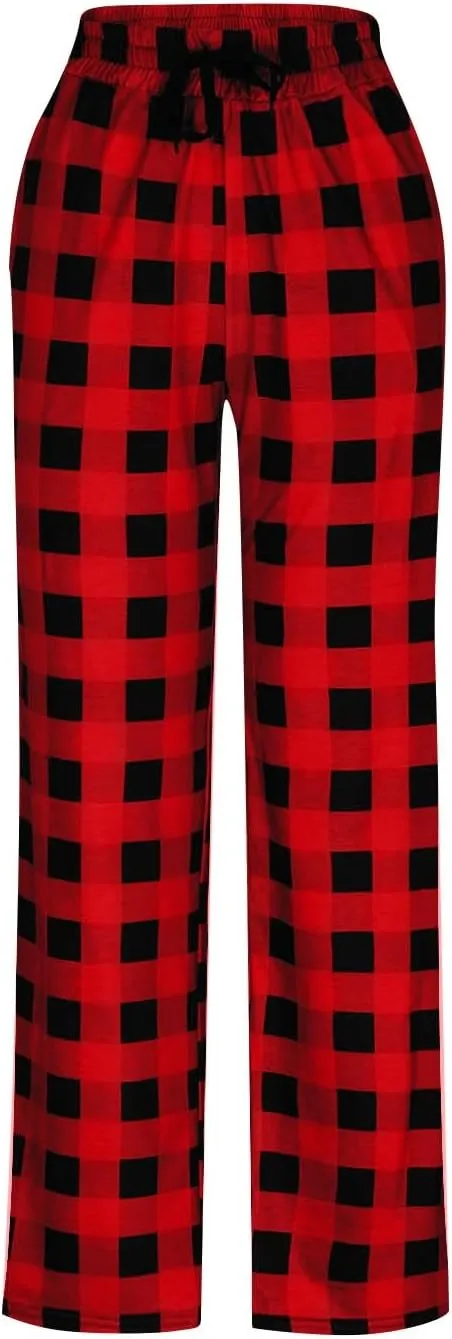 Mens Christmas Pajama Pants Sleepwear Lounge Pants Drawstring Elastic Lightweight Straight Leg Pj Pants with Pocket