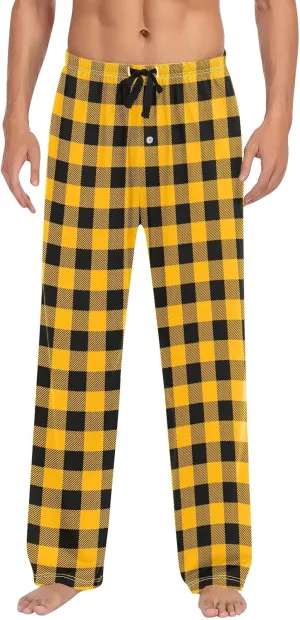 Mens Christmas Pajama Pants Sleepwear Lounge Pants Drawstring Elastic Lightweight Straight Leg Pj Pants with Pocket