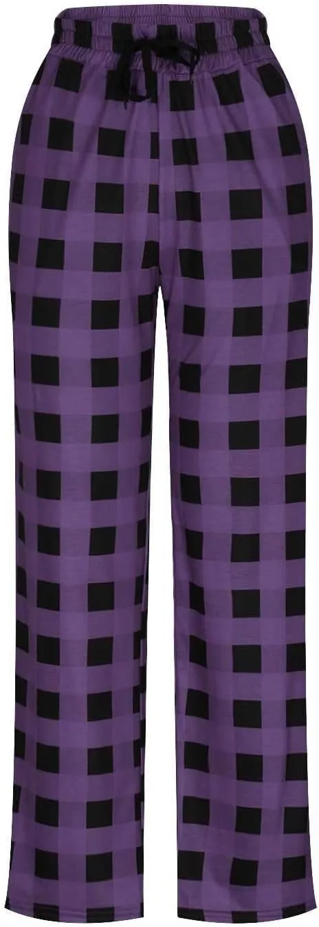 Mens Christmas Pajama Pants Sleepwear Lounge Pants Drawstring Elastic Lightweight Straight Leg Pj Pants with Pocket