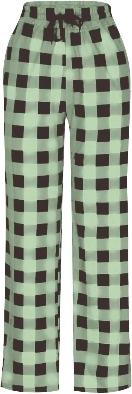 Mens Christmas Pajama Pants Sleepwear Lounge Pants Drawstring Elastic Lightweight Straight Leg Pj Pants with Pocket
