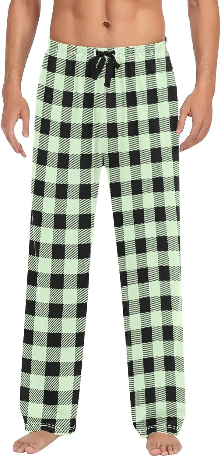 Mens Christmas Pajama Pants Sleepwear Lounge Pants Drawstring Elastic Lightweight Straight Leg Pj Pants with Pocket