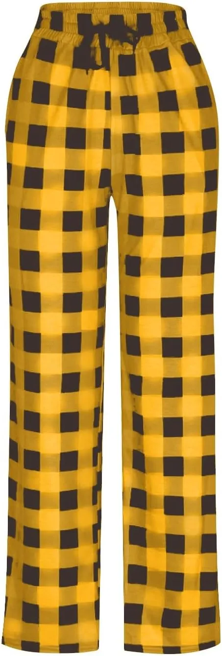 Mens Christmas Pajama Pants Sleepwear Lounge Pants Drawstring Elastic Lightweight Straight Leg Pj Pants with Pocket