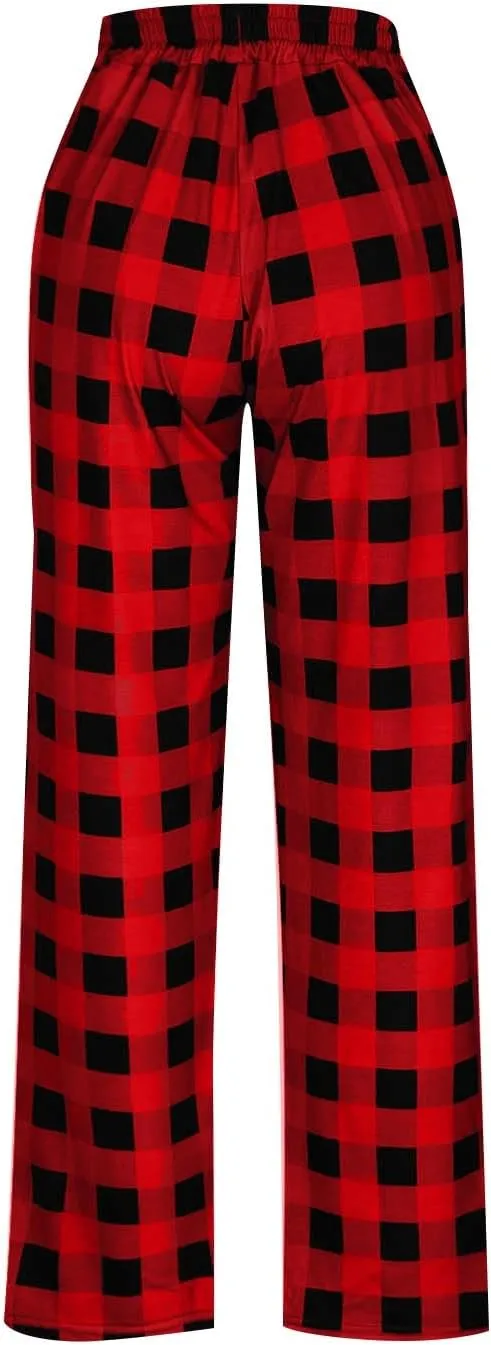 Mens Christmas Pajama Pants Sleepwear Lounge Pants Drawstring Elastic Lightweight Straight Leg Pj Pants with Pocket