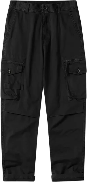 Men's Cotton Pants Work Pants with Pocket Baggy Cargo Pants for Men Outdoor Hiking Pants Relaxed Fit Trousers