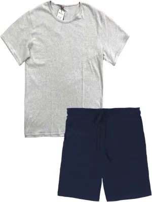 Mens Cotton Short Sleeve Pajamas Set,Comfy breathable Raglan Top Shorts Soft Lounge Sleepwear Set