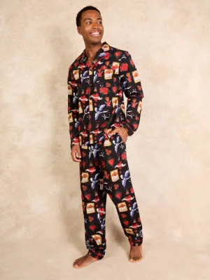 Mens Cotton Traditional Pyjamas Black Mon Coeur