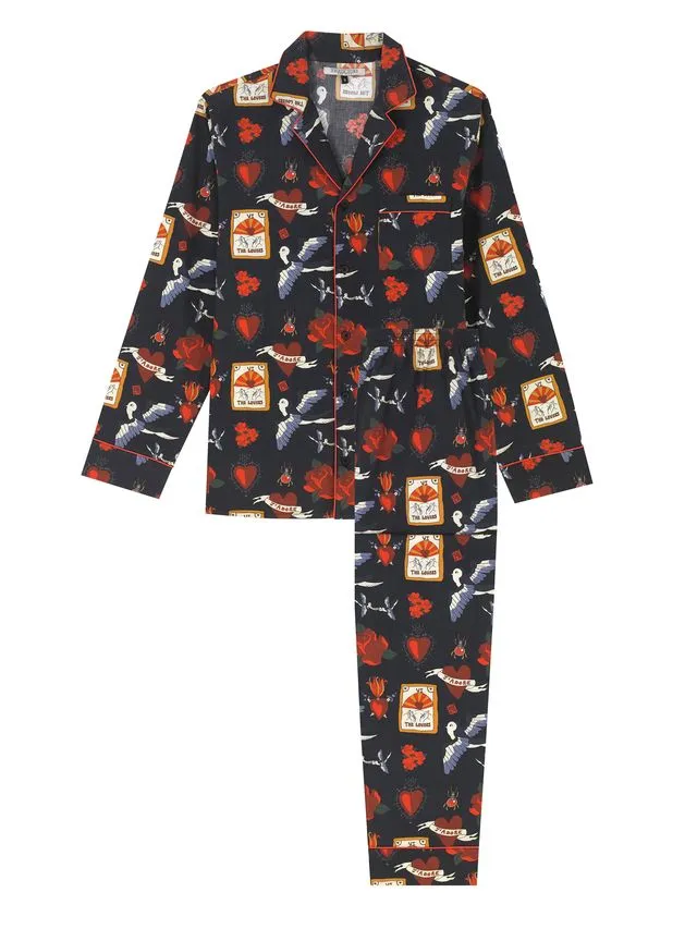 Mens Cotton Traditional Pyjamas Black Mon Coeur