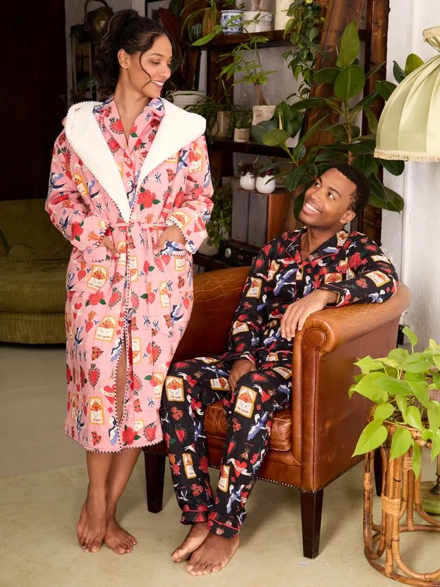 Mens Cotton Traditional Pyjamas Black Mon Coeur