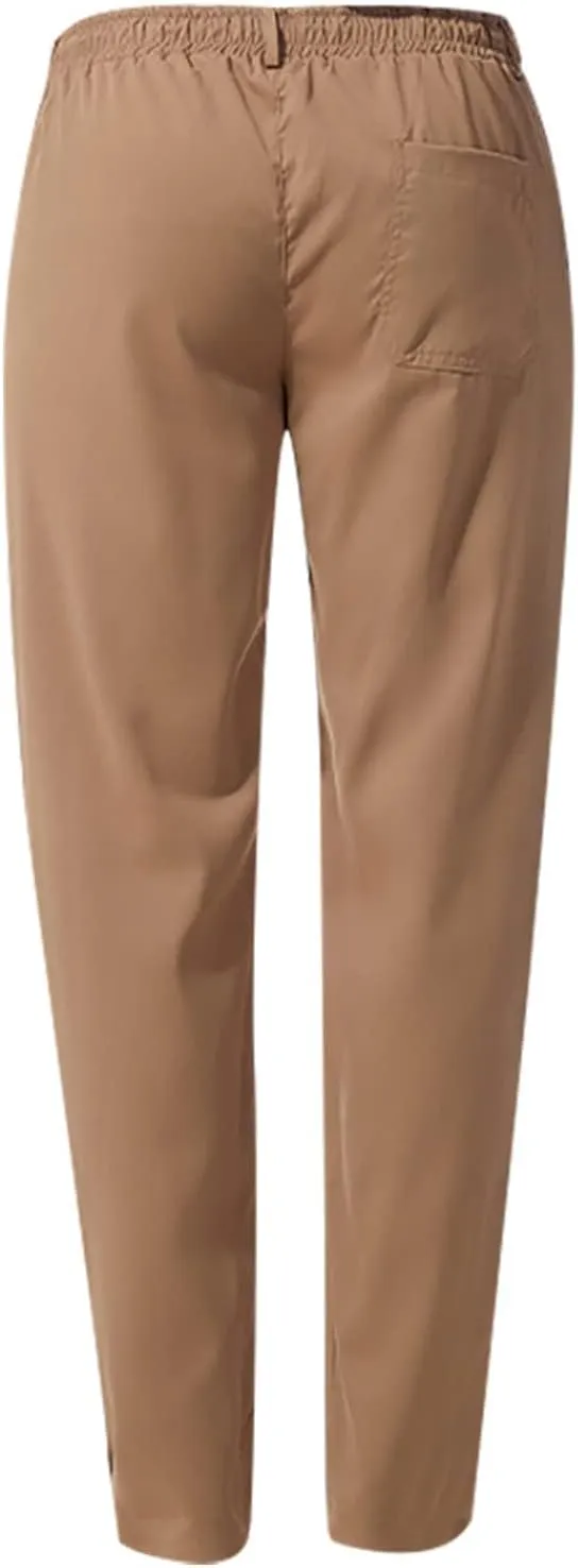 Men's Drawstring Linen Pants Lightweight Casual Regular Fit Elastic Waist Twill Pant Straight Summer Beach Trousers