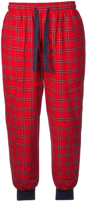 Men's Flannel Fleece Lined Lounge Pants 100% Cotton Men's Pajamas Red Tartan Royal Stewart Design