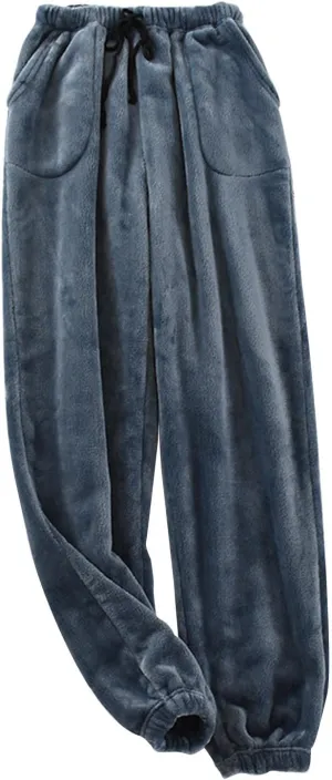 Mens Flannel Pajama Pants Warm Elastic Waist Fleece Fuzzy Pj Pants Drawstring Soft Lounge Sleep Pants with Pockets