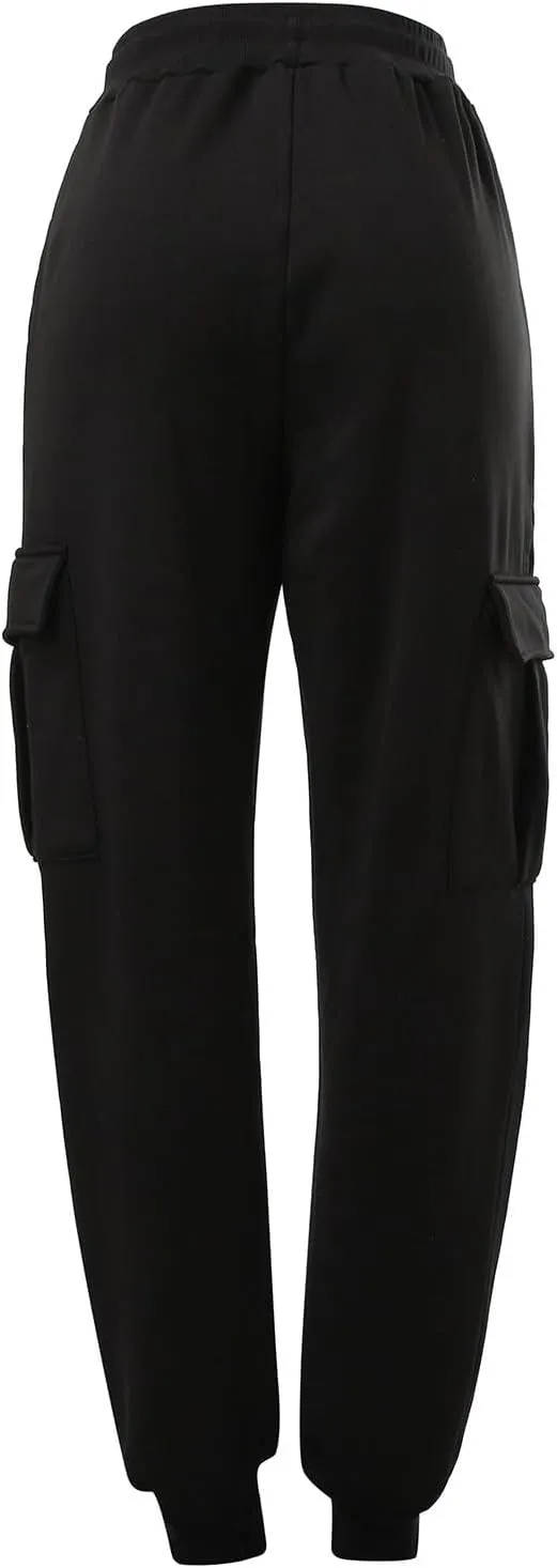 Mens Fleece Cargo Pants Sherpa Sweatpants Thermal Elastic Waist Lined Thick Track Warm Pants Joggers Sport Trousers