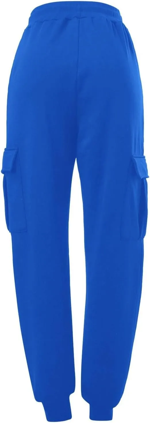 Mens Fleece Cargo Pants Sherpa Sweatpants Thermal Elastic Waist Lined Thick Track Warm Pants Joggers Sport Trousers