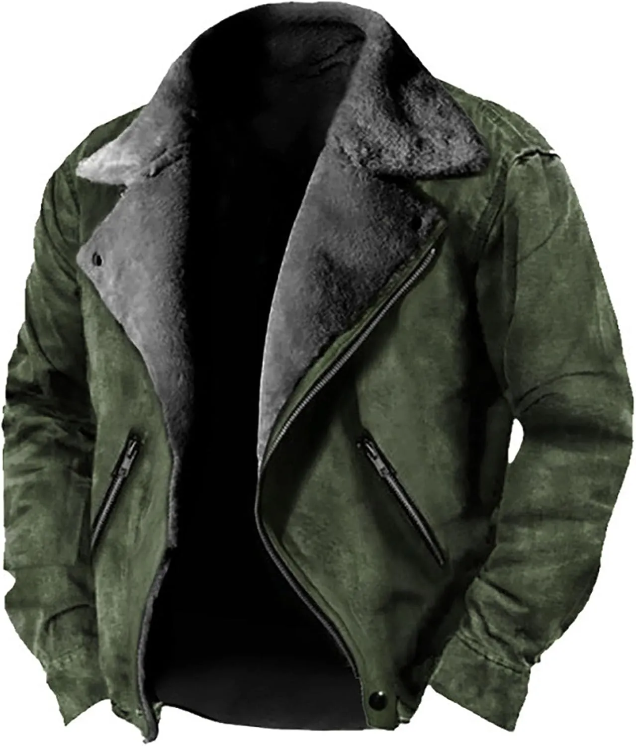 Mens Heavy Winter Outdoor Work Jacket Mens Winter Warm Jacket Mens Casual Vintage Street Fashion Jacket with Pockets