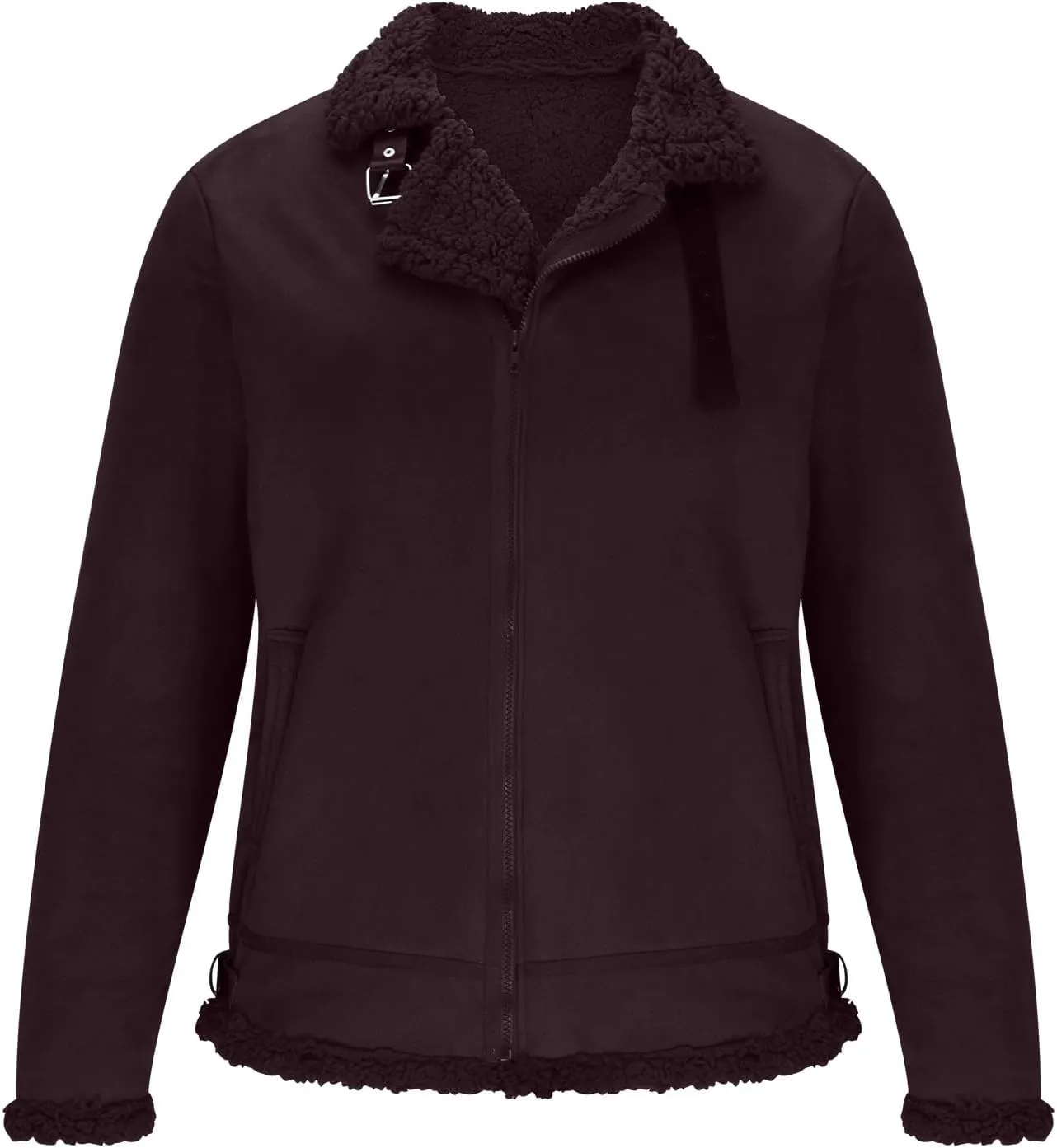 Men's Leather Cotton Cargo Jacket Winter Sherpa Fleece Lined Work Jacket Coats Lapel Collar Motorcycle Classic Jackets