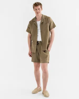 Men's linen loungewear set TINOS in Dried moss