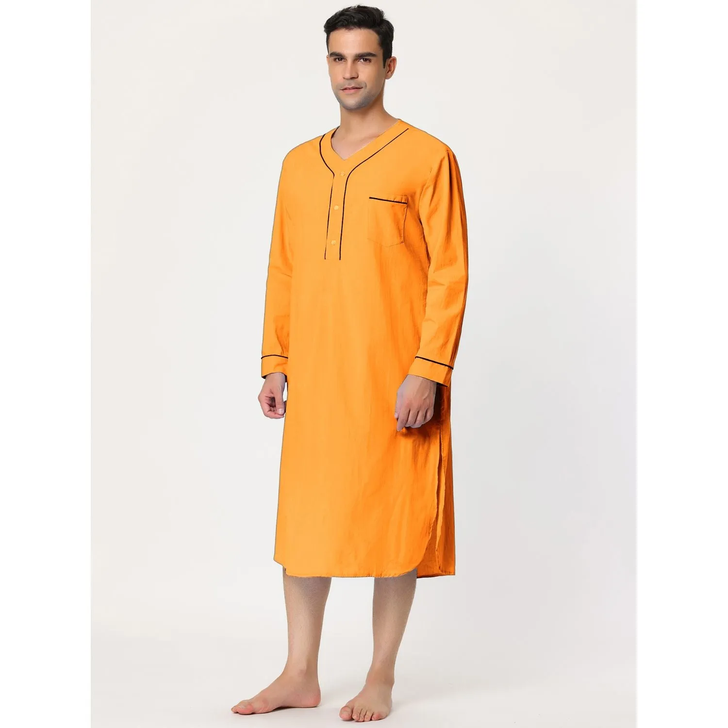 Men's nightgown, cotton sleepshirt nightgown with long sleeves, sleepwear Lars Amadeus