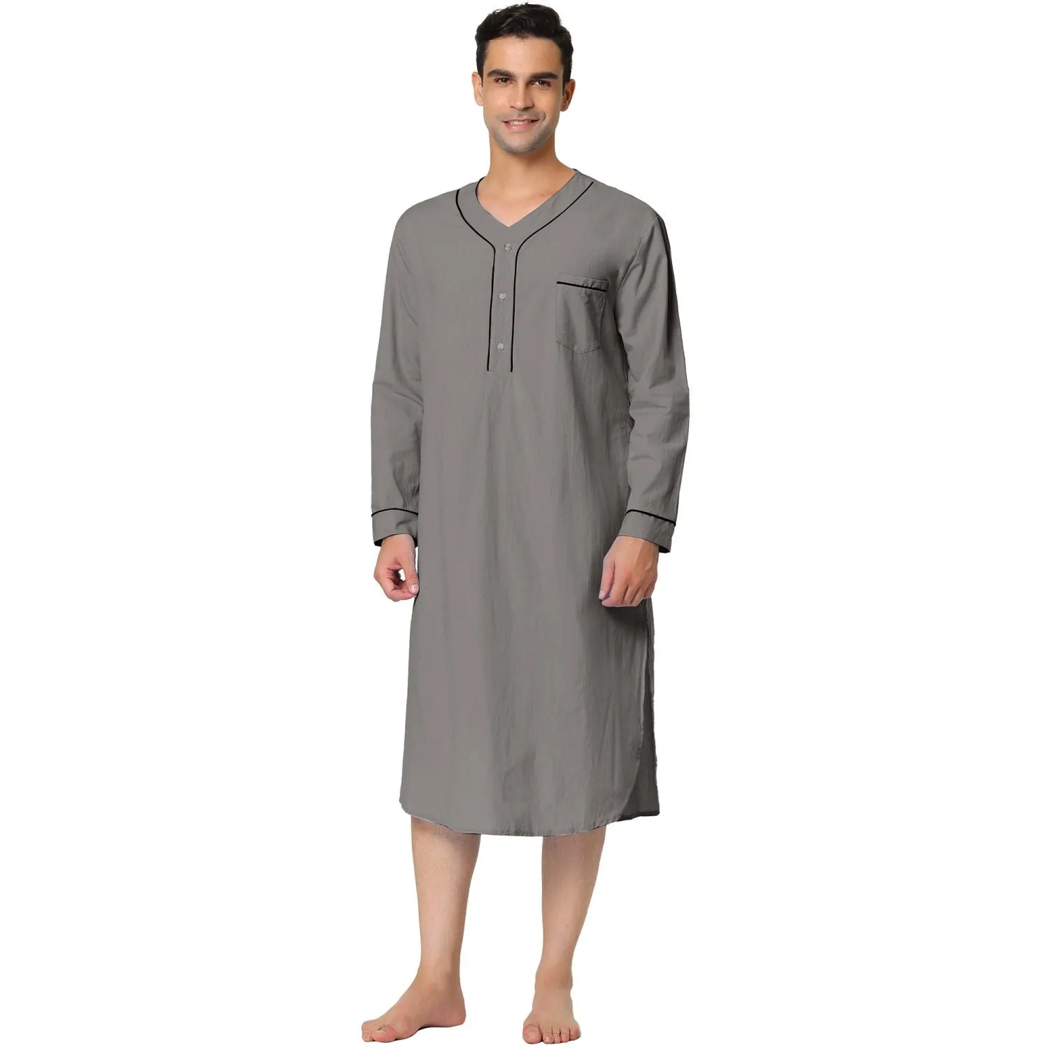 Men's nightgown, cotton sleepshirt nightgown with long sleeves, sleepwear Lars Amadeus