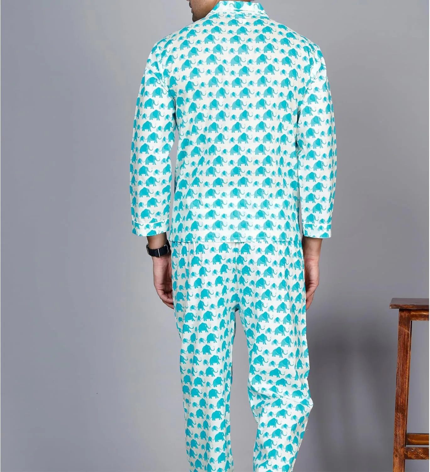 Mens Pajama Pants and Shirt Set - Animal Print Soft Cotton Mens Pajamas Set Pijamas Para Hombres Sleepwear Set