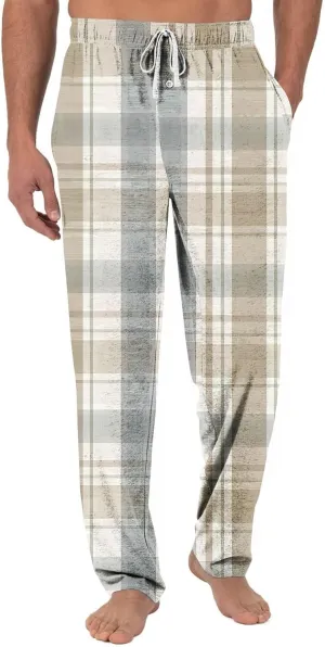 Mens Pajama Pants Comfy Soft Plaid Sleep & Lounge Pants Casual Baggy Long Pj Bottoms with Pockets